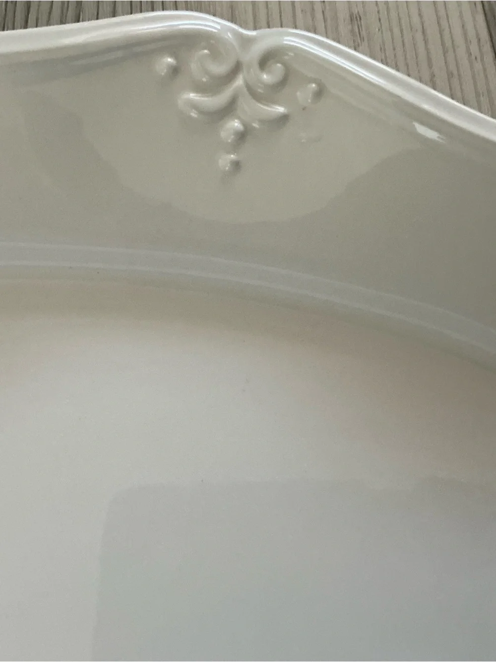 Vintage Ceriart large white scalloped edge platter large tray 19x13” Portugal